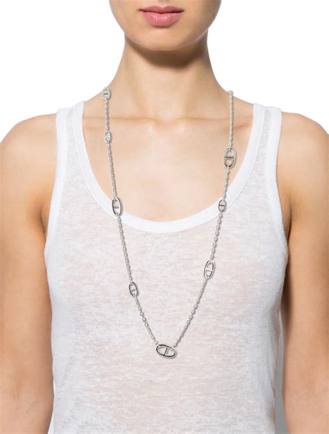 hermes chaine d ancre silver necklace|chain d'ancre long necklace.